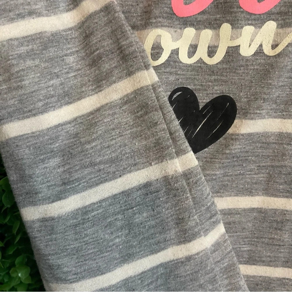Justice Girls Size 14 Grey Striped Shirt Ruffle Sleeve 